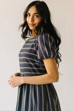 The Bustos Jacquard Striped Dress in Navy