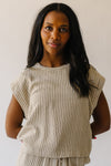 The Bethy Striped Linen Blouse in Beige