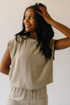 The Bethy Striped Linen Blouse in Beige