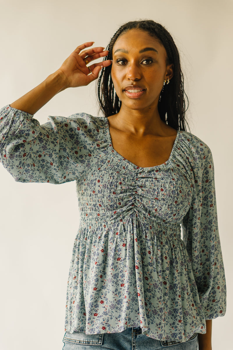 The Sisson Floral Chiffon Blouse in Sage