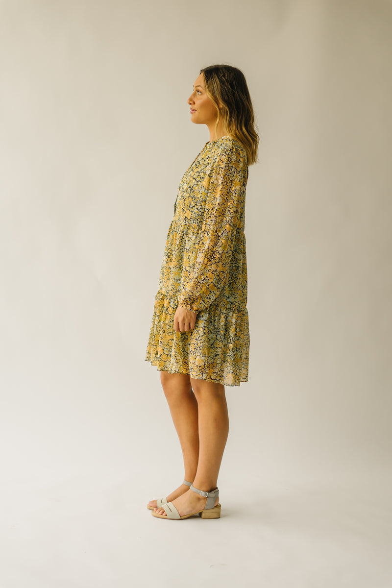 The Tellico Floral Patterned Dress in Mustard Combo