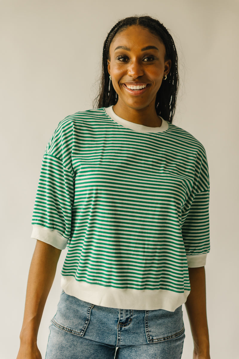 The Wrenly Crew Striped Tee in Green