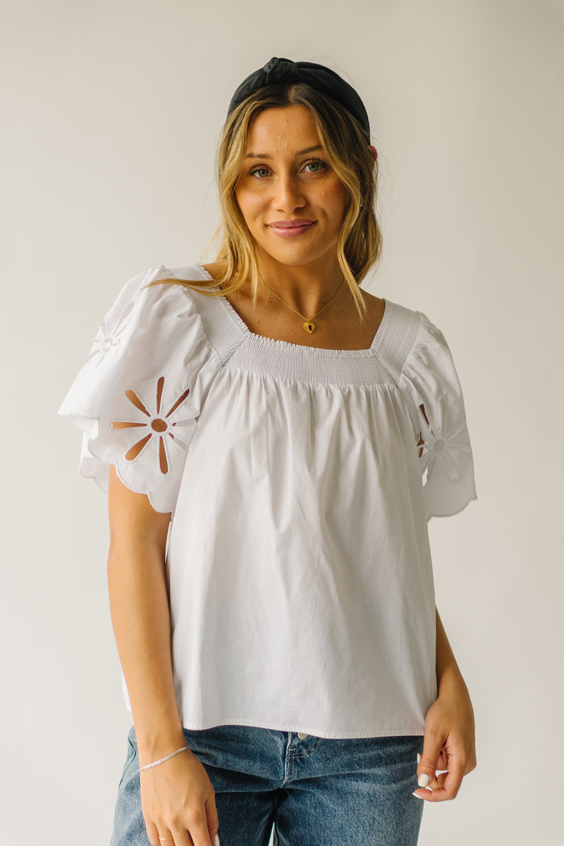 The Reyna Scalloped Detail Blouse in Off White