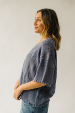 The Batcher V-Neck Sweater in Dusty Blue