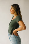 The Arleth Waffle Knit Blouse in Olive