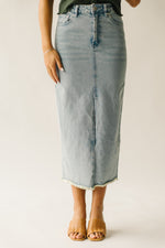 The Kaplan Slit Denim Skirt in Light Blue