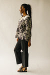 The Ellery Collared Pullover in Gray + Black Floral