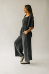 The Slater Smocked Detail Jumpsuit in Washed Charcoal