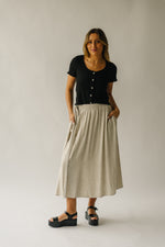The Oaklynn Linen Midi Skirt in Oatmeal