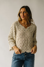 The Liska Scalloped Crochet Sweater in Natural