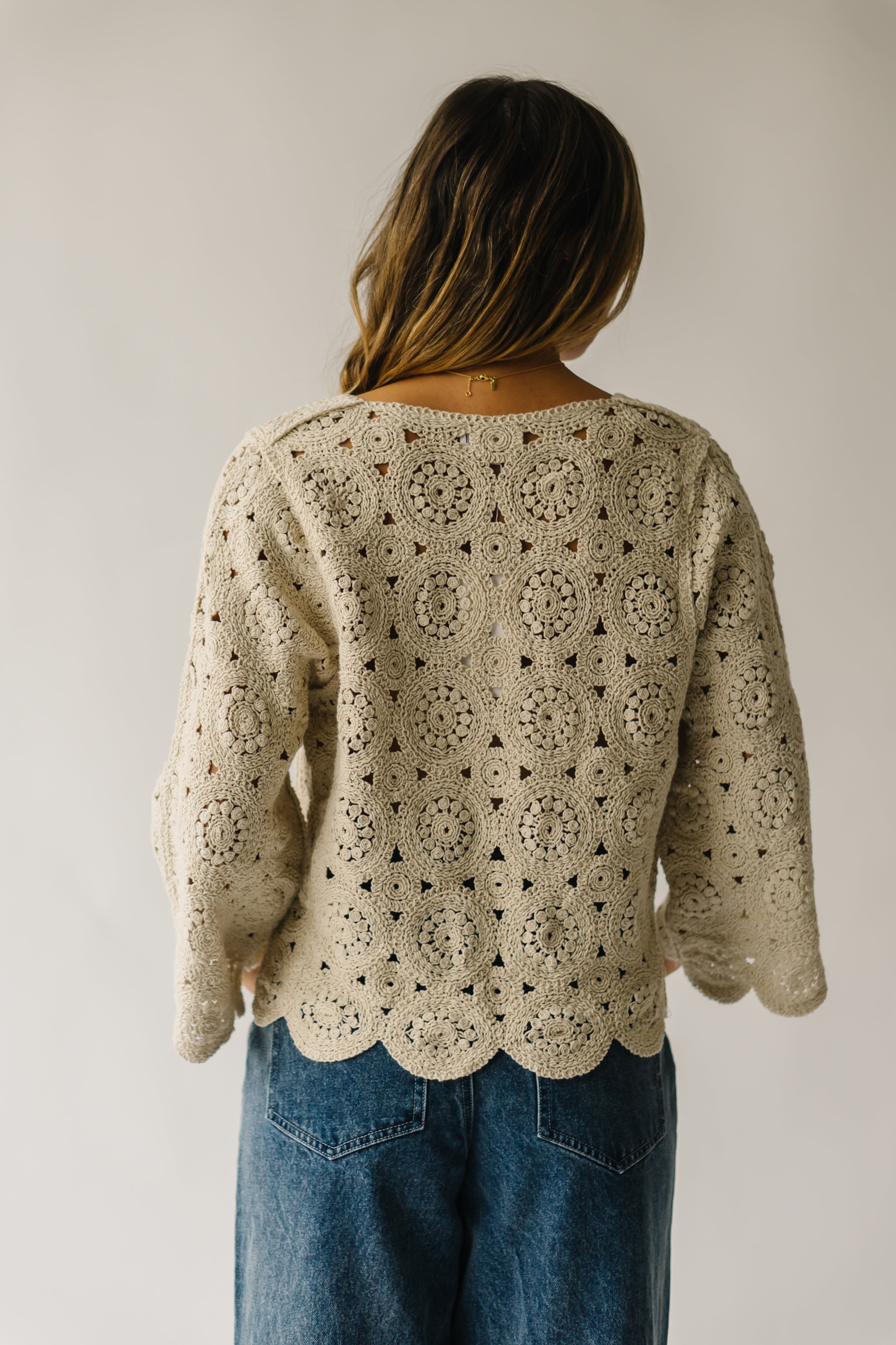 The Liska Scalloped Crochet Sweater in Natural – Piper & Scoot