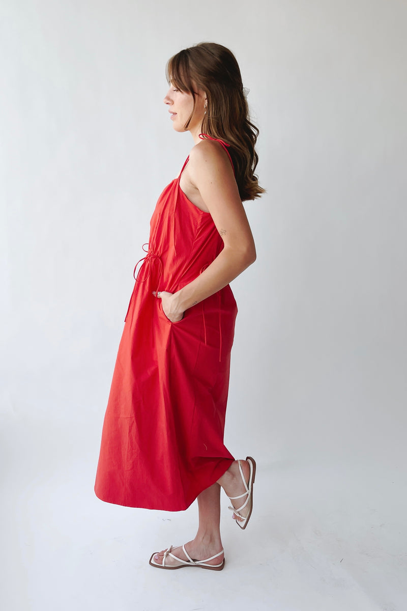 The Isadora Tank Midi Dress in Red