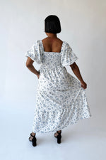 The Danika Bubble Sleeve Maxi Dress in Ivory Multi