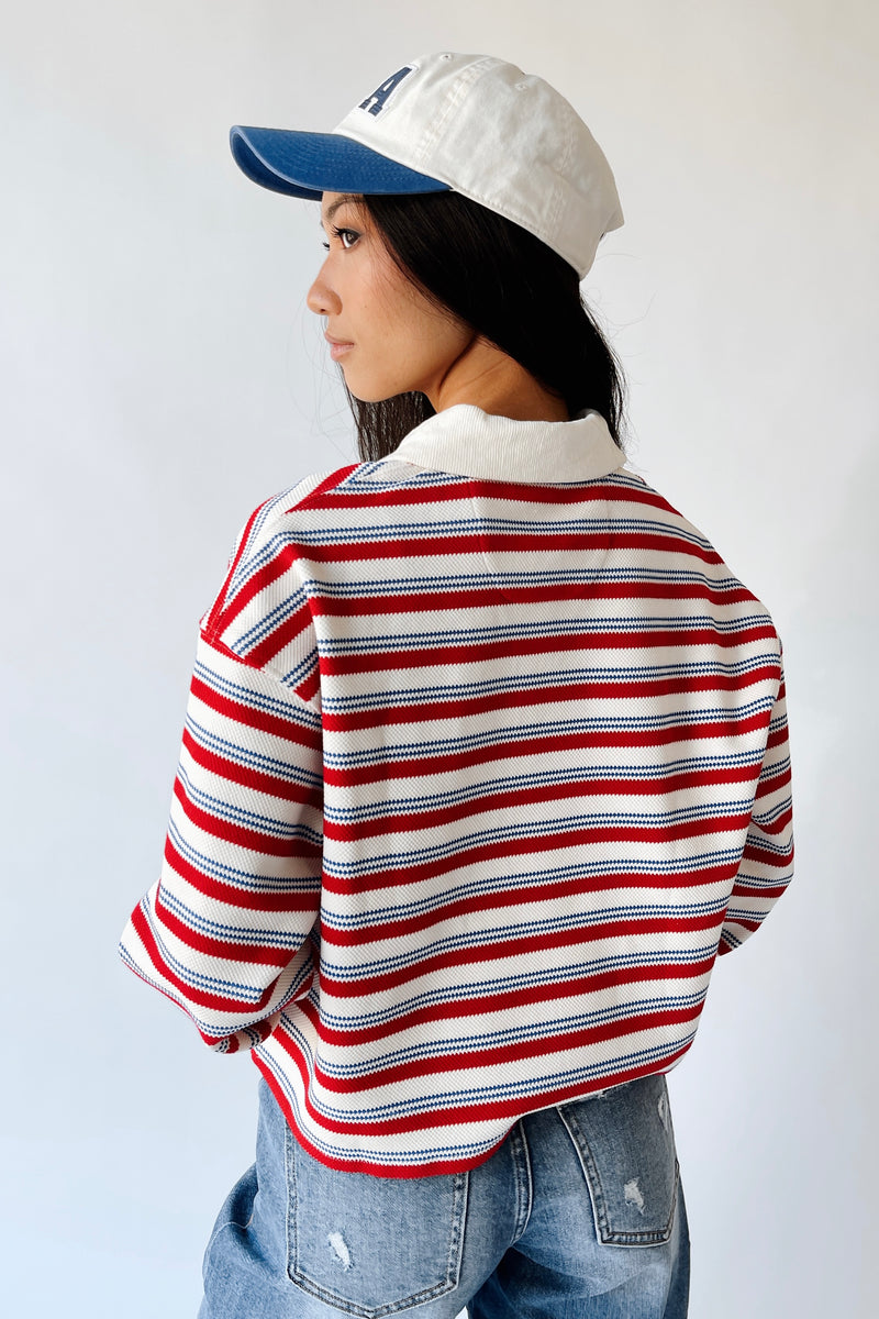 The Garrett Rugby Tee in Red Stripe