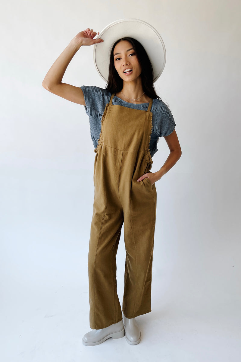 The Gianna Woven Overall in Olive
