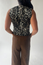 The Maygen Button-Up Vest in Leopard