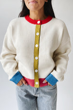 The Kersti Color Block Cardigan in Cream