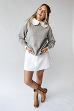The Rozendal Ruffle Collared Sweater in Heather Grey