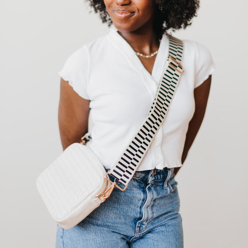 The Woven Willow Camera Crossbody Bag in Cream