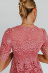 The Ortiz Lace Pattern Midi Dress in Dusty Rose