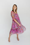 The Perkes Floral Babydoll Dress in Berry Multi