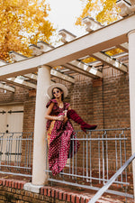 The Widmer Mixed Print Maxi Dress in Burgundy + Gold