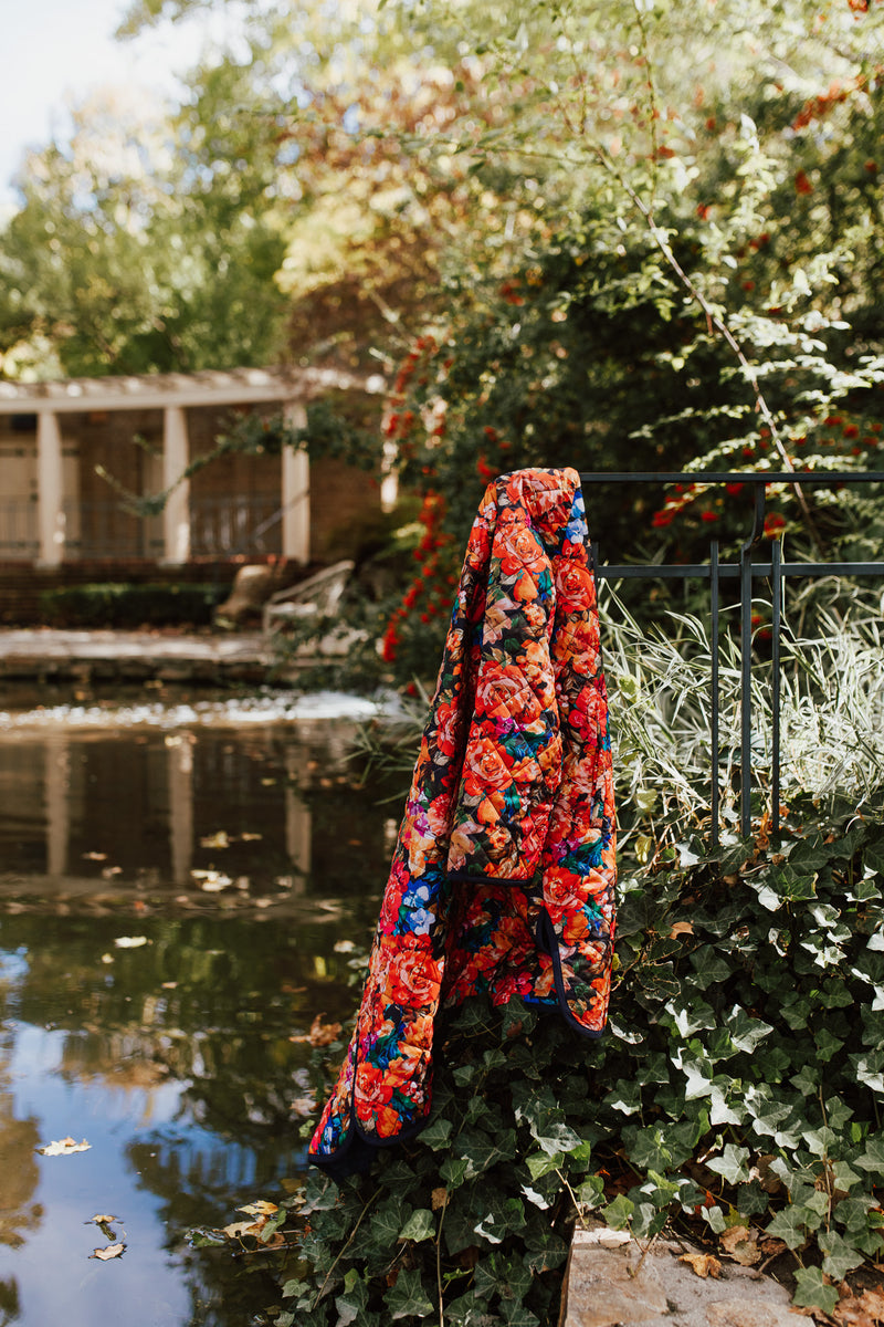 The Janice Quilted Jacket in Navy Floral