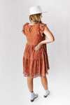 The Dewayne Ruffle Sleeve Dress in Rust