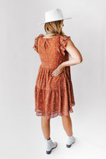 The Dewayne Ruffle Sleeve Dress in Rust