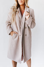 The Driggs Double Breasted Coat in Taupe Sherpa
