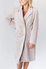 The Driggs Double Breasted Coat in Taupe Sherpa