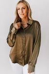 The Flade Satin Blouse in Olive