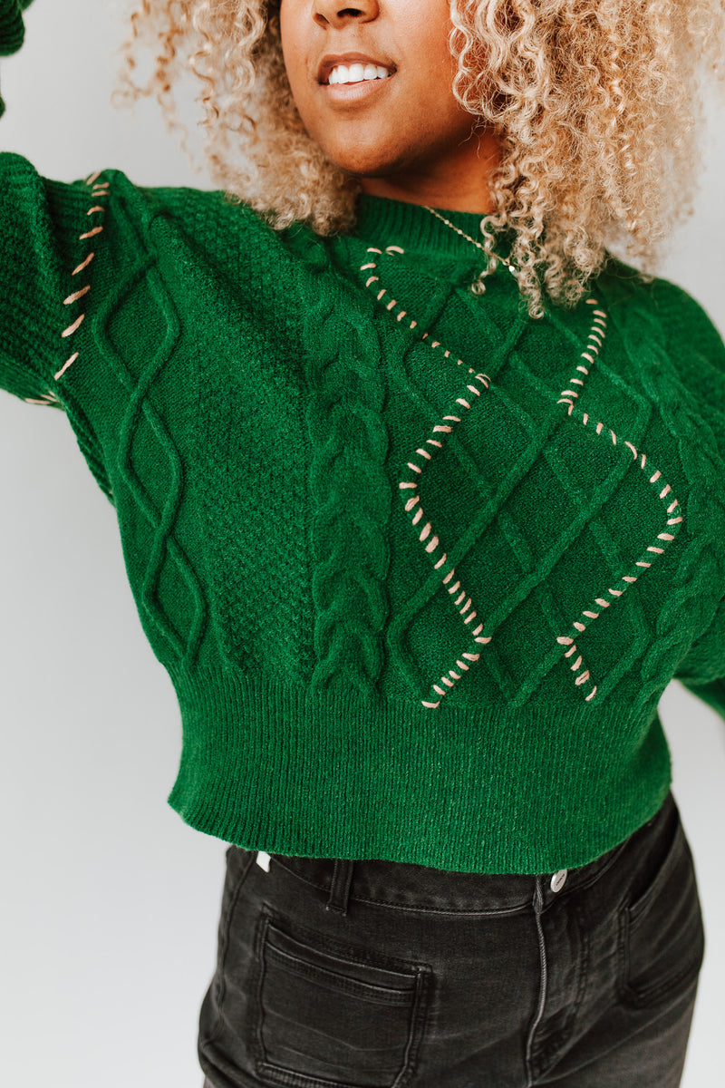 The Elgin Textured Sweater in Green