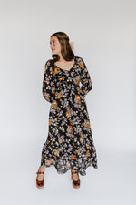 The Delancy Tiered Floral Maxi Dress in Black