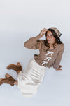 The Jenika Contrast Sleeve Sweater in Mocha