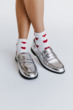 Free People: Blanket Stitch Loafer in Pale Pewter Leather