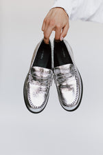 Free People: Blanket Stitch Loafer in Pale Pewter Leather