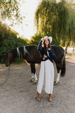 The Arabian Horse Detail Cardigan in Navy Blue