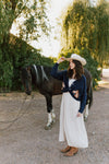 The Arabian Horse Detail Cardigan in Navy Blue