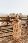 The Komen Patterned Midi Dress in Cream