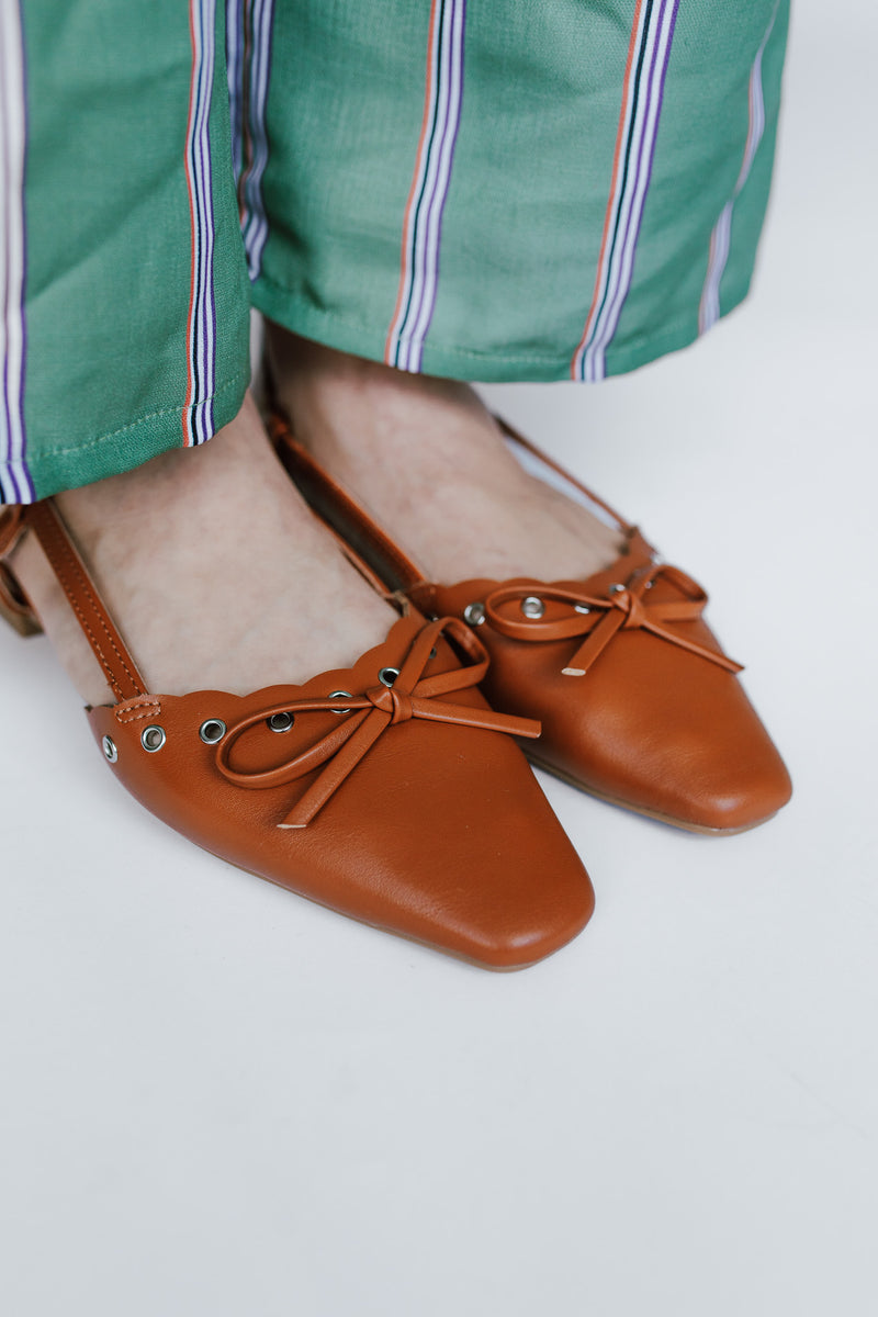 The Nadya Slingback Bow Flat in Camel