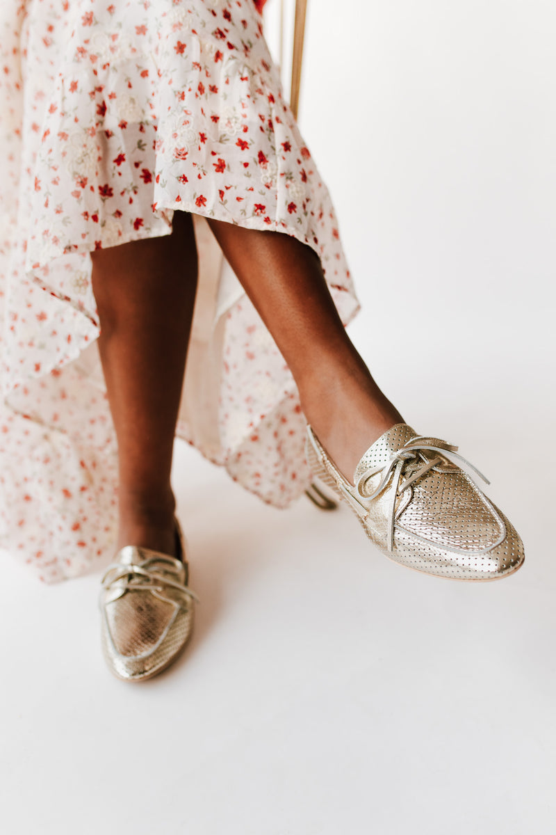 Dolce Vita: Lakin Loafer in Platinum Perforated Leather