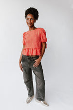 The Wayman Puff Sleeve Blouse in Red Gingham