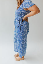 The Hardy Cropped Wide Leg Jumpsuit in Blue + White Floral