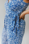 The Hardy Cropped Wide Leg Jumpsuit in Blue + White Floral