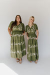 The Radford Embroidered Maxi Dress in Olive