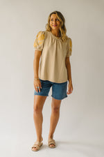 The Fallston Embroidered Blouse in Taupe
