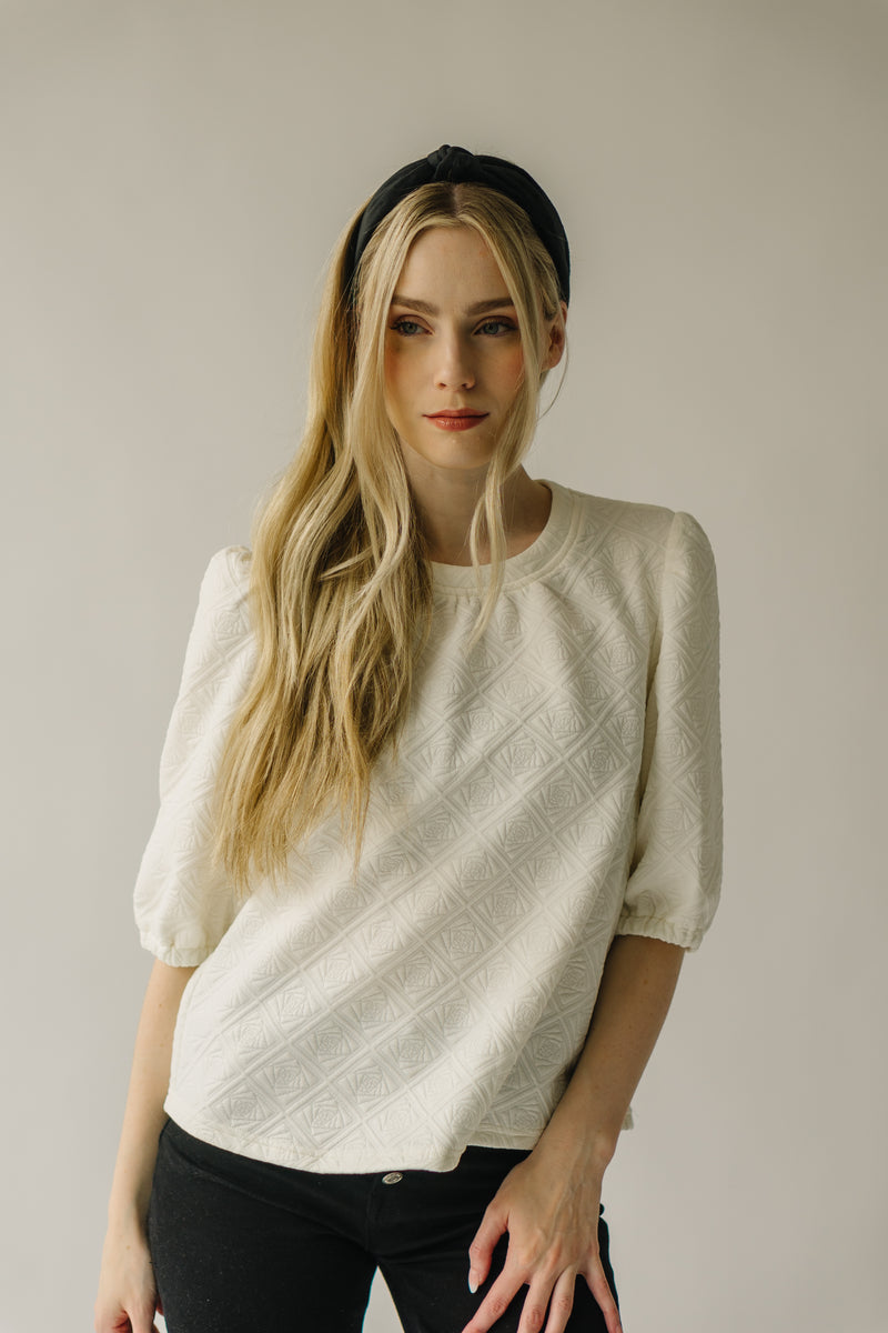 The Brevard Textured Blouse in Cream