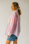 The Jameson Striped Button-Up Blouse in Pink Combo