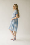 The Boice Button Front Gingham Dress in Blue Mutli